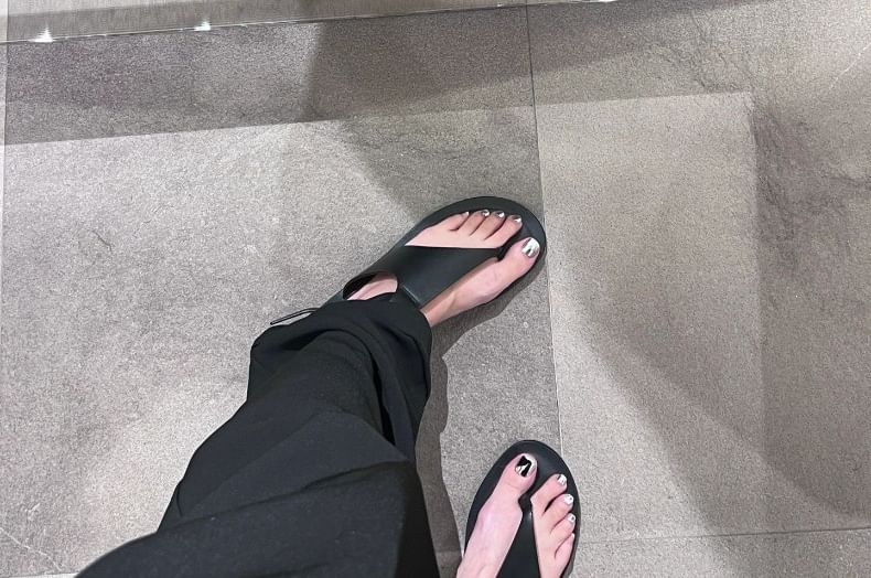 Sandals Plain Genuine Leather Thong Slingback