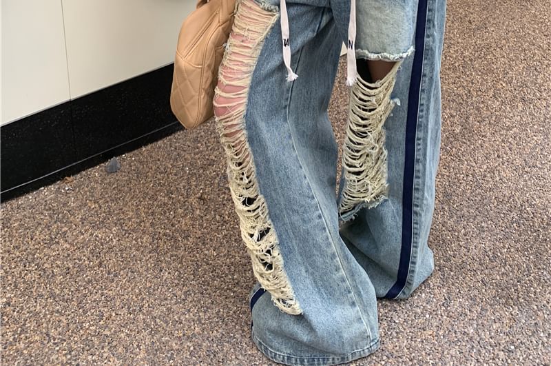 / Drawstring Waist Pullover Trim Plain Contrast Off-Shoulder