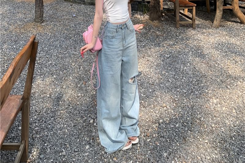 Plain Washed Tube / Lace Top Ruched Bow Accent Mid Trim Crop Rise