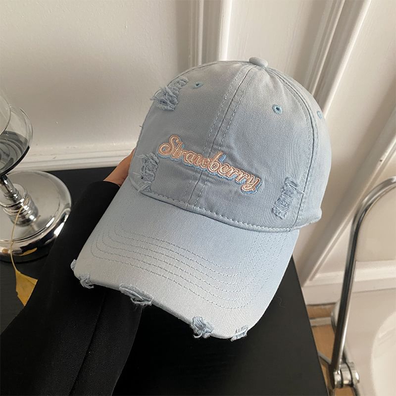 Baseball Cap Distressed Lettering Embroidered