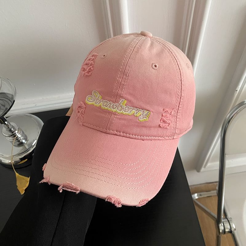 Baseball Cap Distressed Lettering Embroidered
