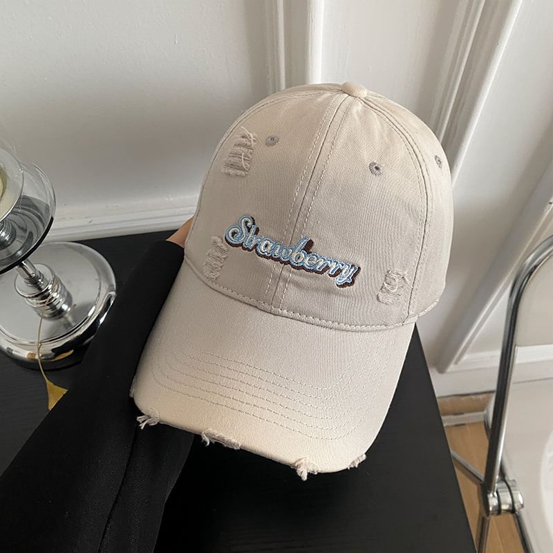 Baseball Cap Distressed Lettering Embroidered