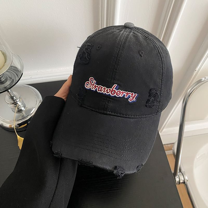 Baseball Cap Distressed Lettering Embroidered
