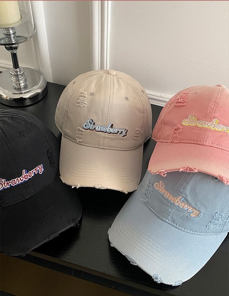 Baseball Cap Distressed Lettering Embroidered