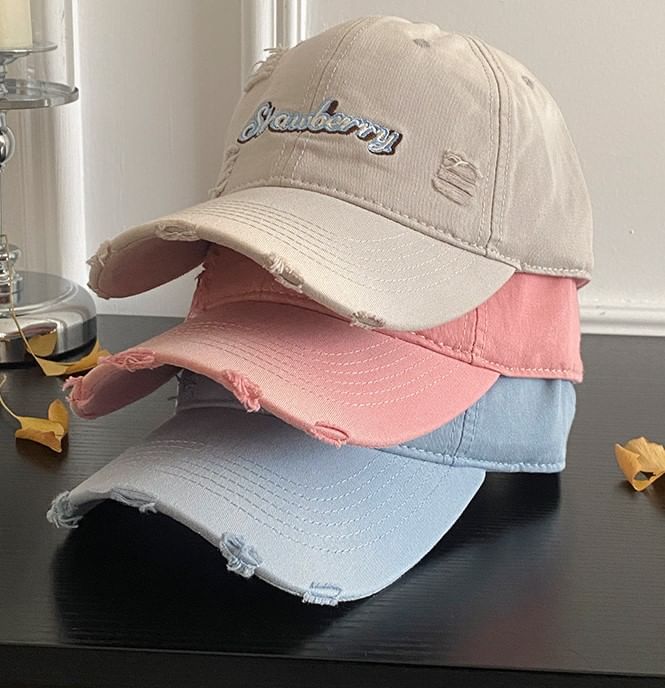 Baseball Cap Distressed Lettering Embroidered