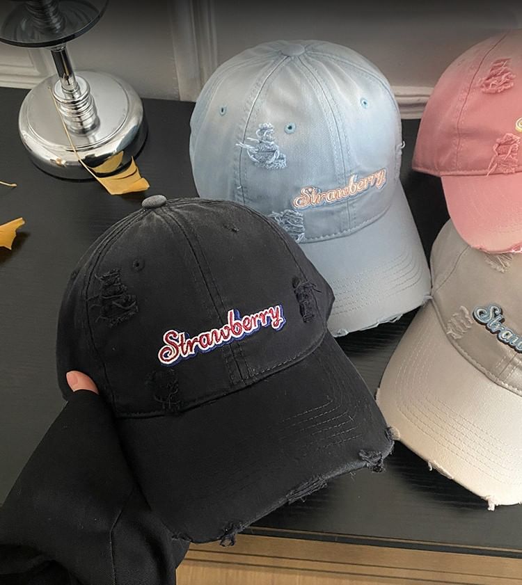 Baseball Cap Distressed Lettering Embroidered
