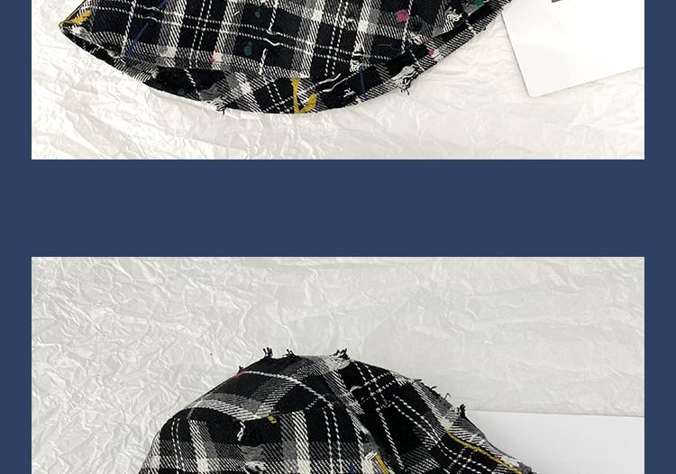 Hat Plaid Distressed Bucket