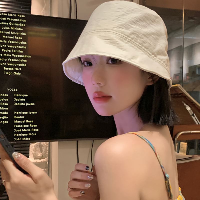 Hat Drawstring Cloche Plain