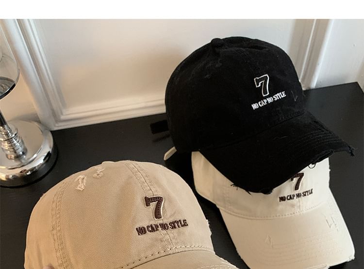 Cap Distressed Embroidered Lettering Baseball