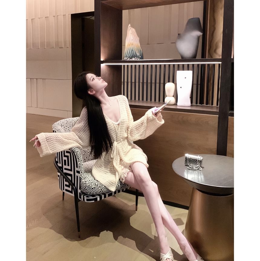 / Mini Dress Print Cardigan Plain Crochet Flower V-Neck Bodycon Strap Spaghetti