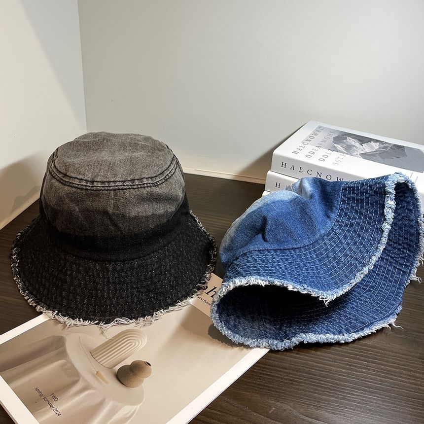 Denim Bucket Distressed Hat