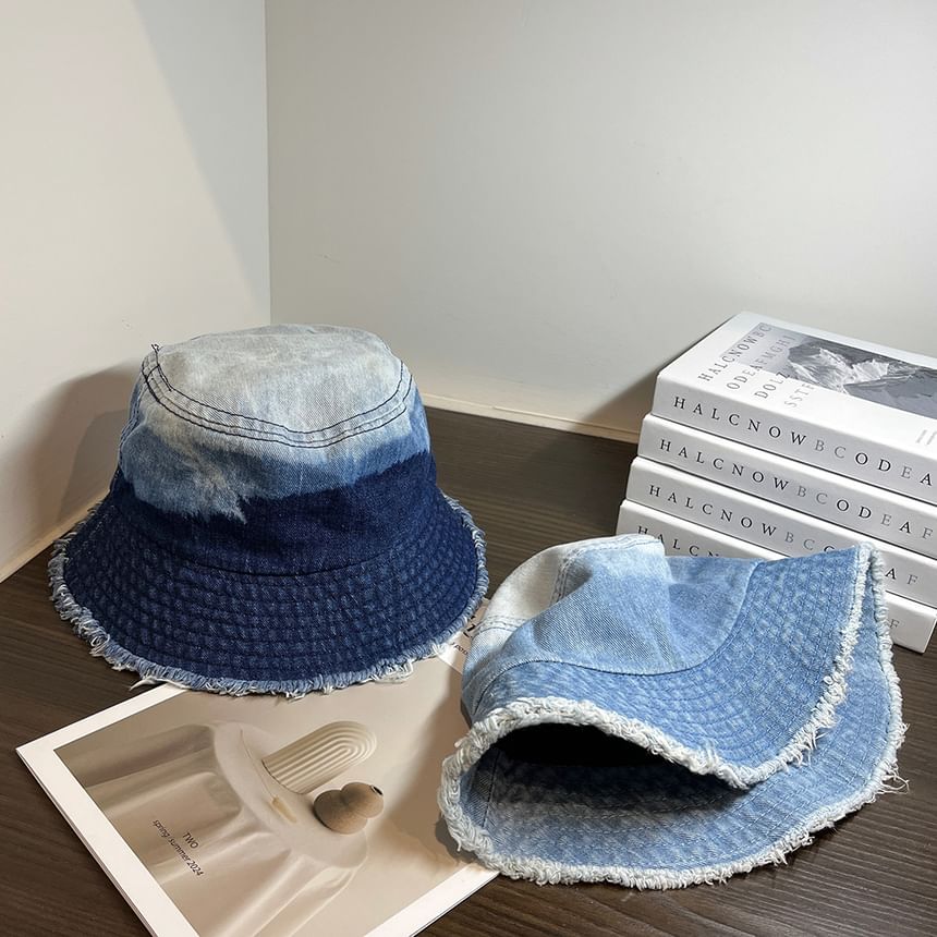 Denim Bucket Distressed Hat