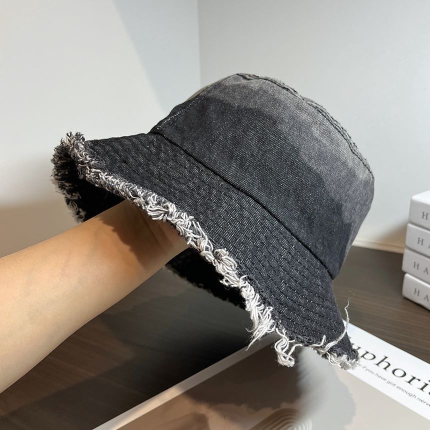 Denim Bucket Distressed Hat