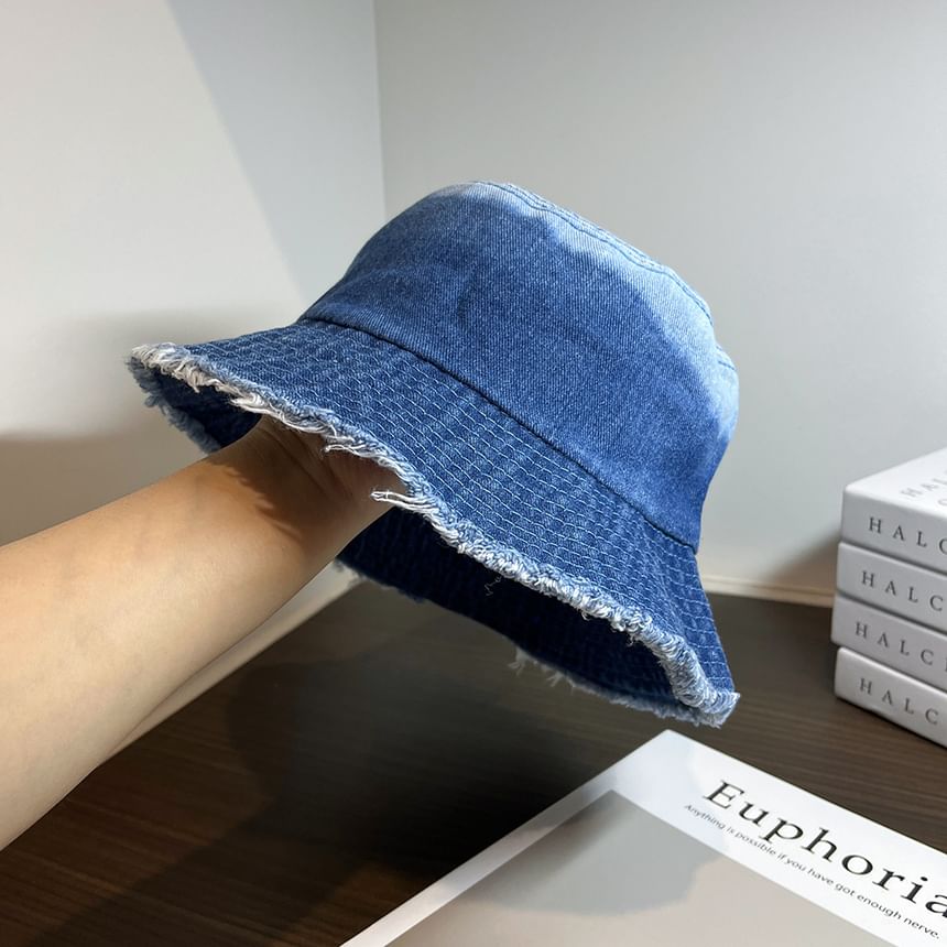 Denim Bucket Distressed Hat