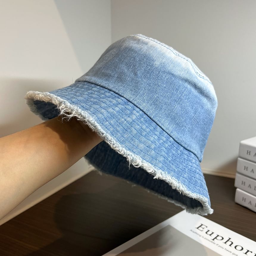 Denim Bucket Distressed Hat