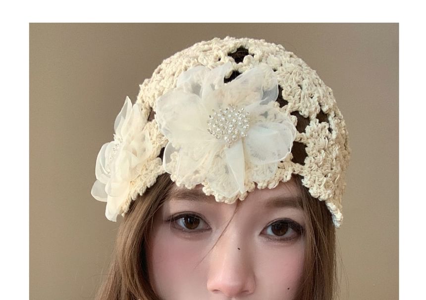 Knit Hat Floral Bonnet