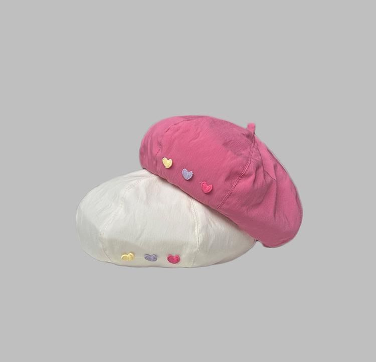 Embroidered Hat Heart Beret