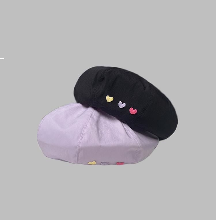 Embroidered Hat Heart Beret