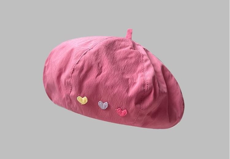 Embroidered Hat Heart Beret