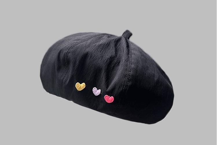 Embroidered Hat Heart Beret