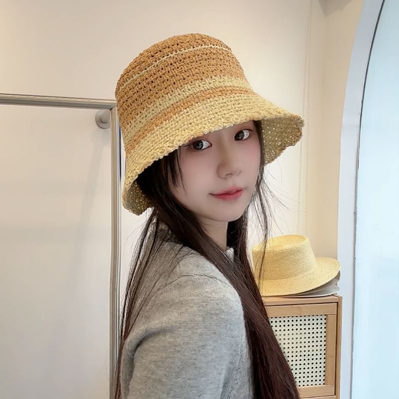 Striped Bucket Knit Hat