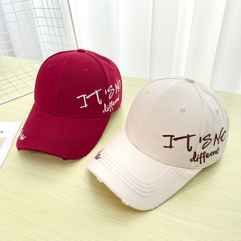 Embroidered Baseball Cap Distressed Lettering