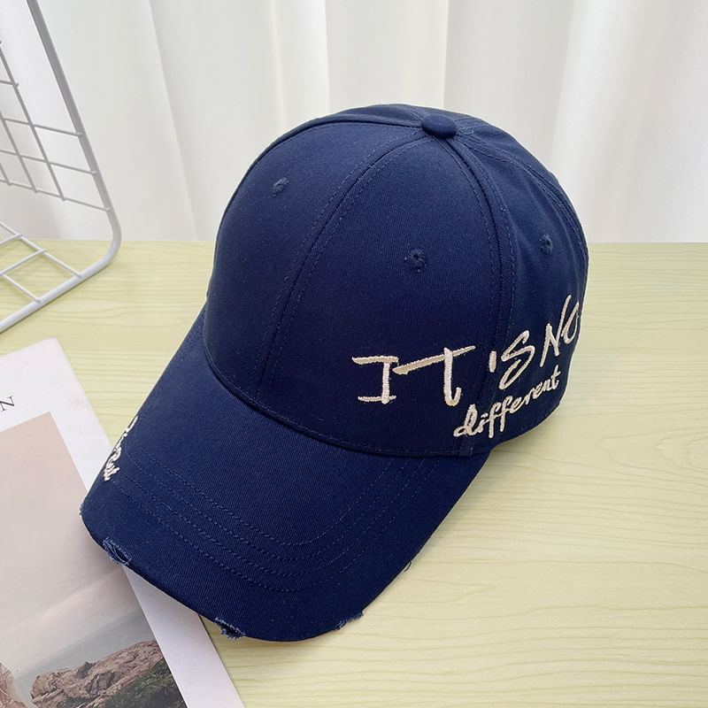 Embroidered Baseball Cap Distressed Lettering