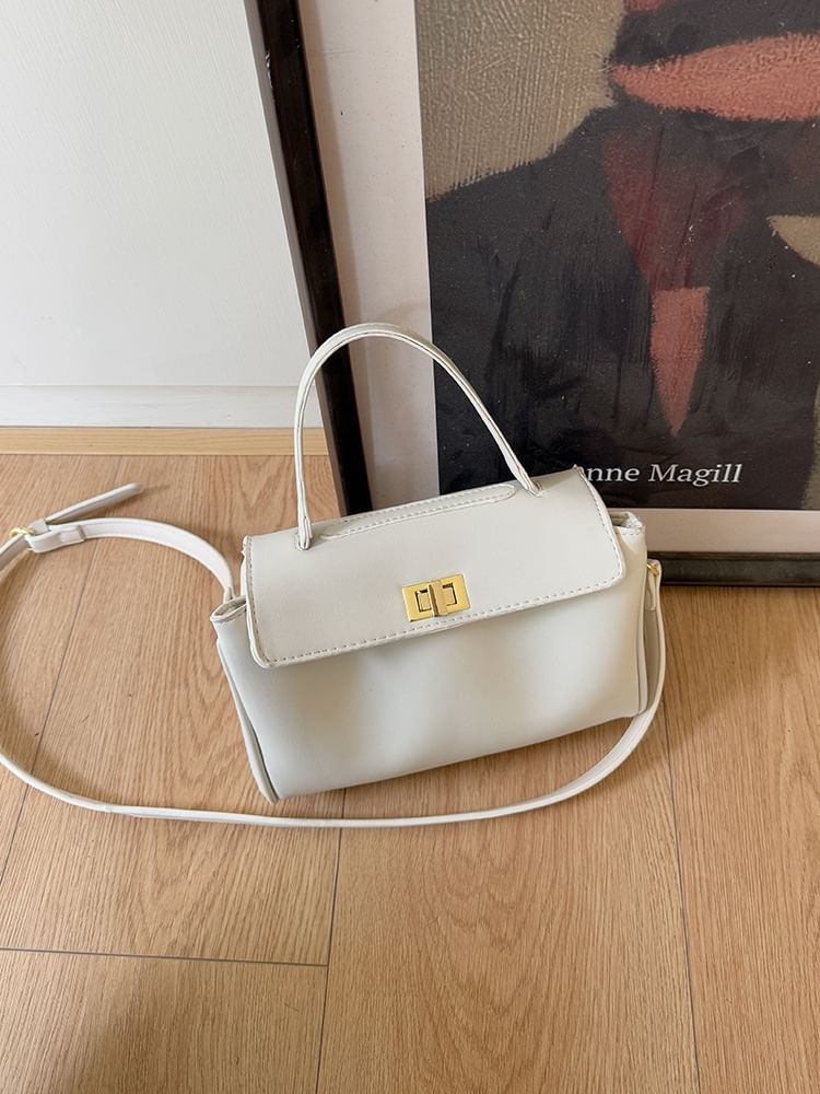 Leather Twist Crossbody Lock Faux Bag