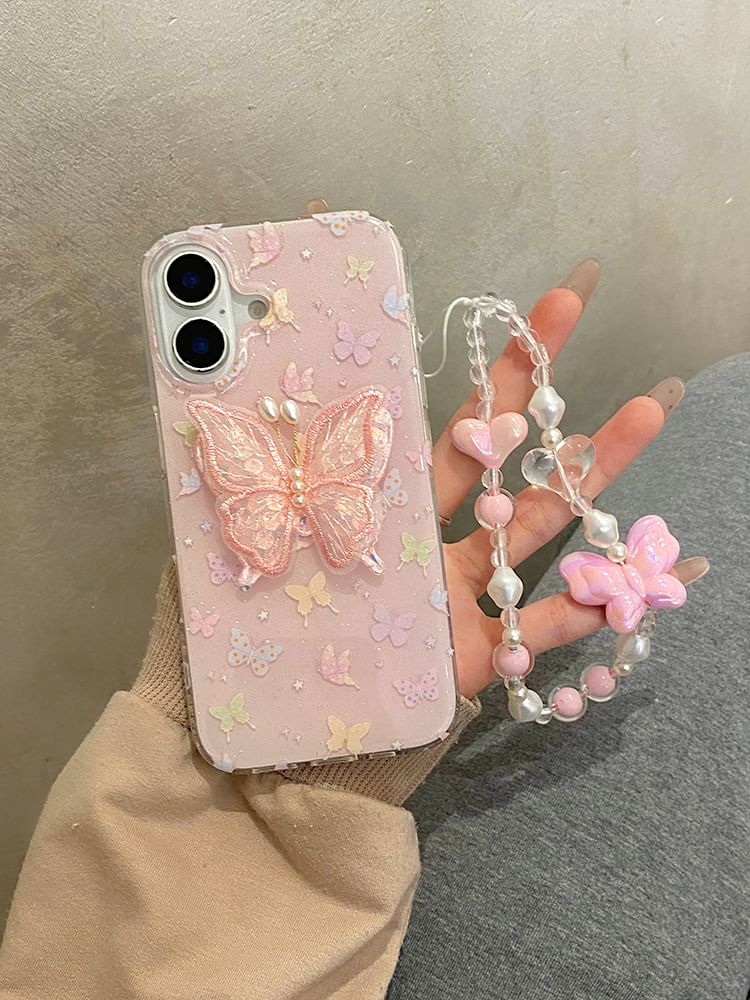 Butterfly / Phone Adhesive Set Strap Decoration Case