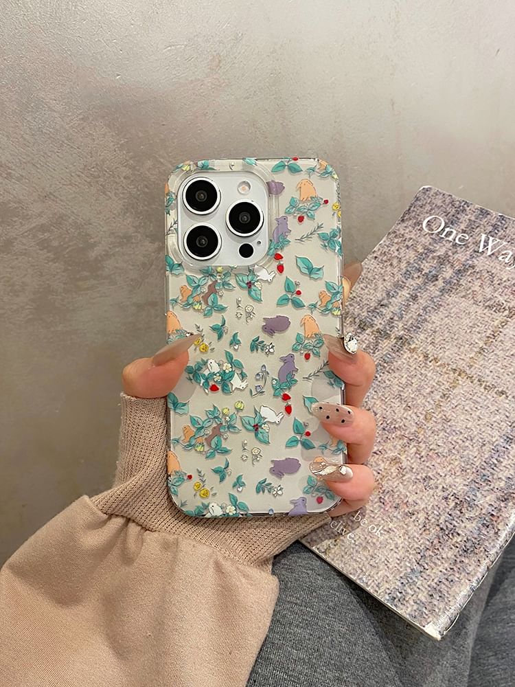 Set Strap Rabbit / Case Phone Floral