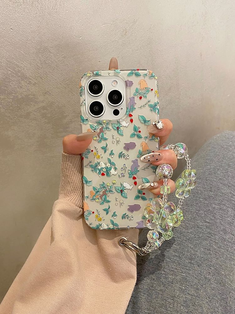 Set Strap Rabbit / Case Phone Floral