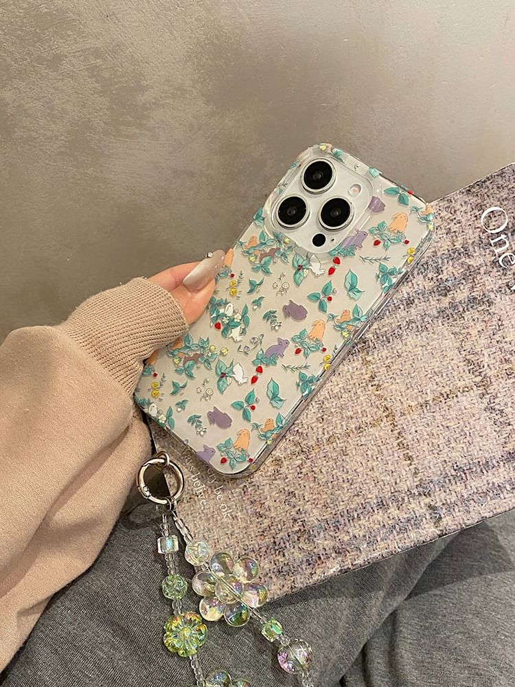 Set Strap Rabbit / Case Phone Floral