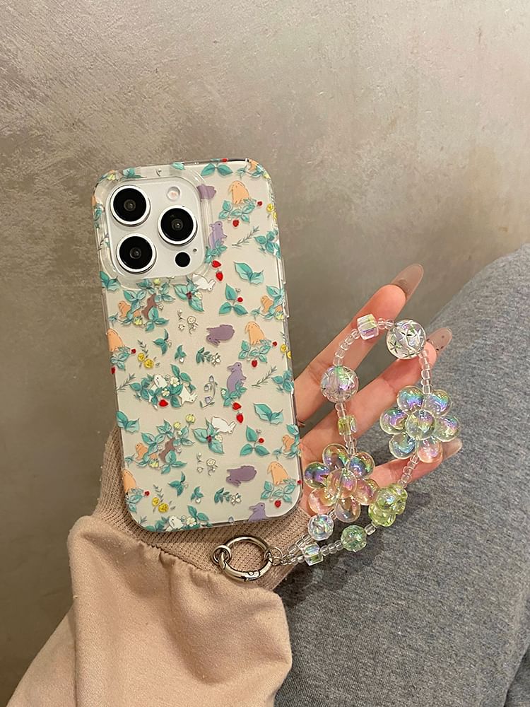 Set Strap Rabbit / Case Phone Floral