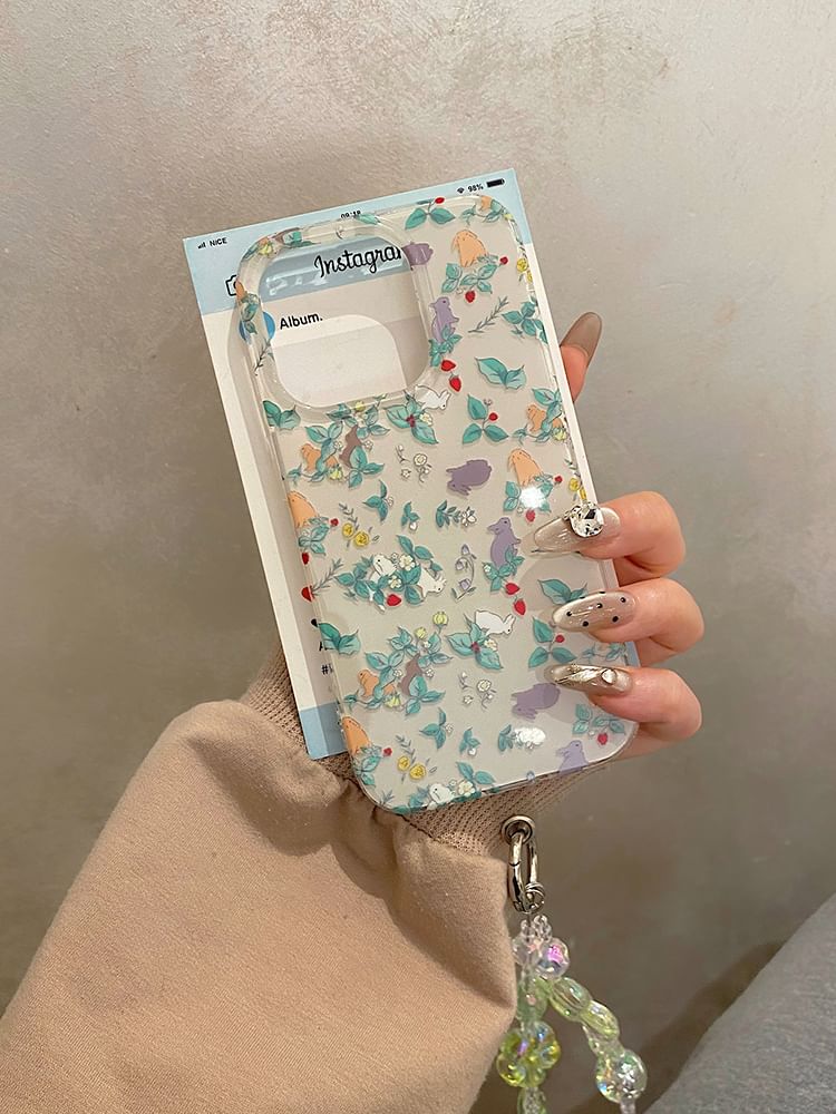 Set Strap Rabbit / Case Phone Floral