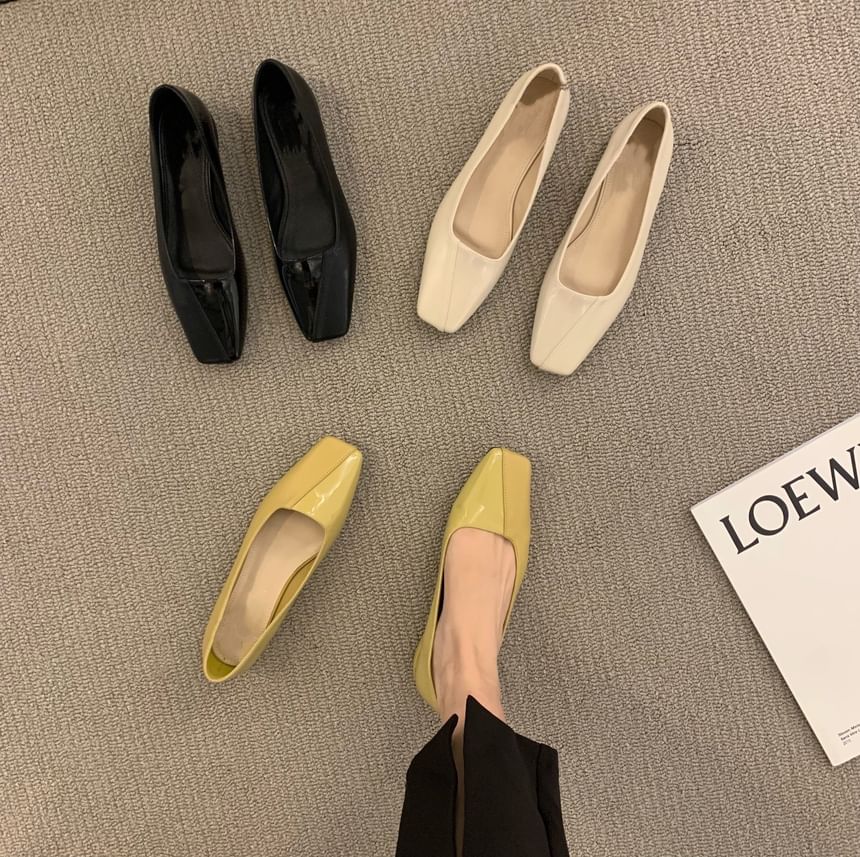 Toe Flats Faux Square Leather