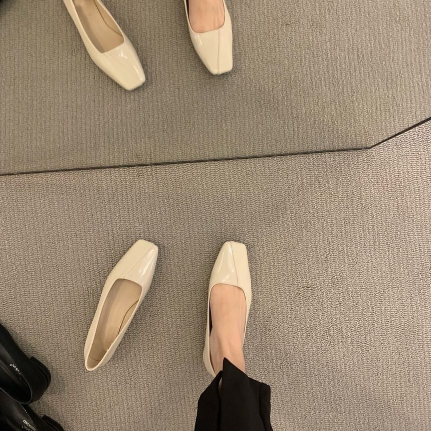 Toe Flats Faux Square Leather