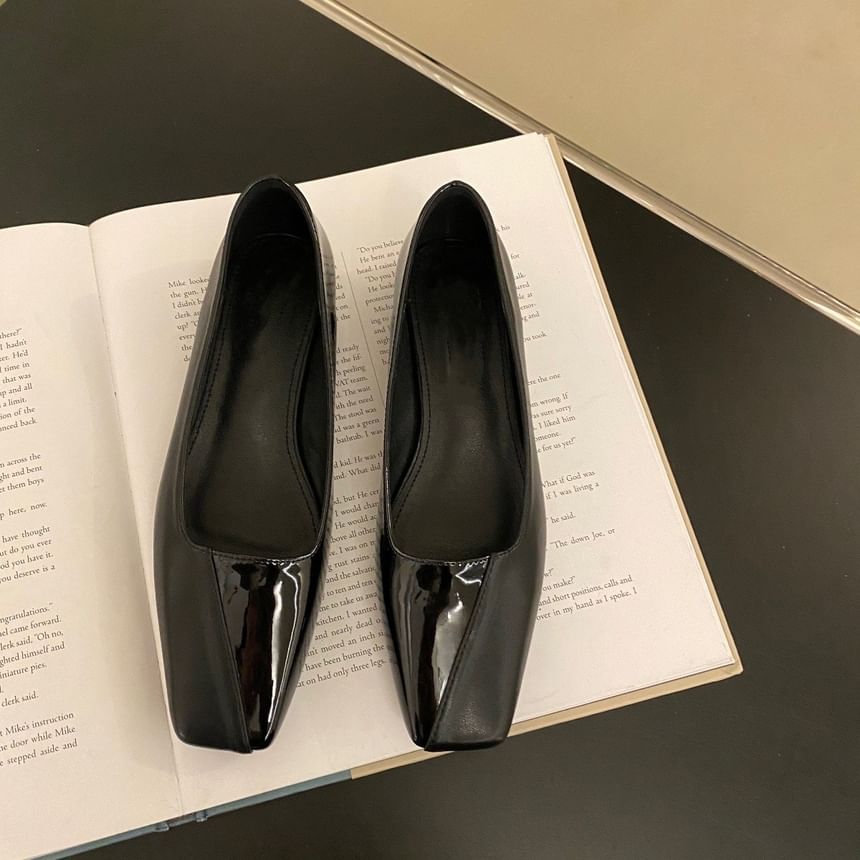 Toe Flats Faux Square Leather