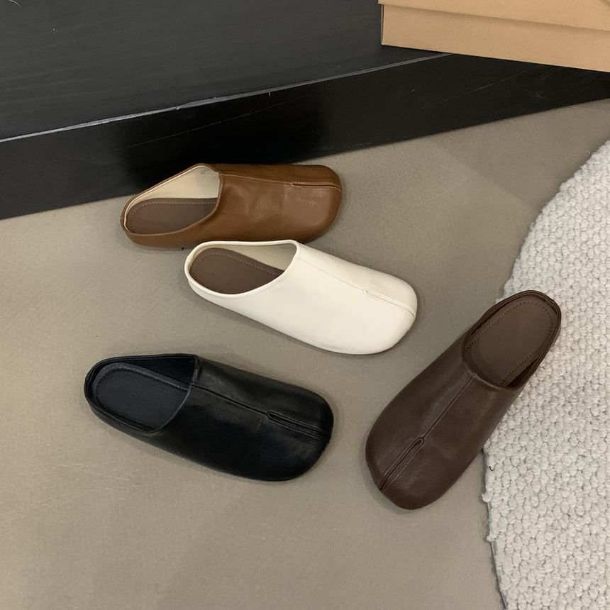 Faux Plain Leather Mules