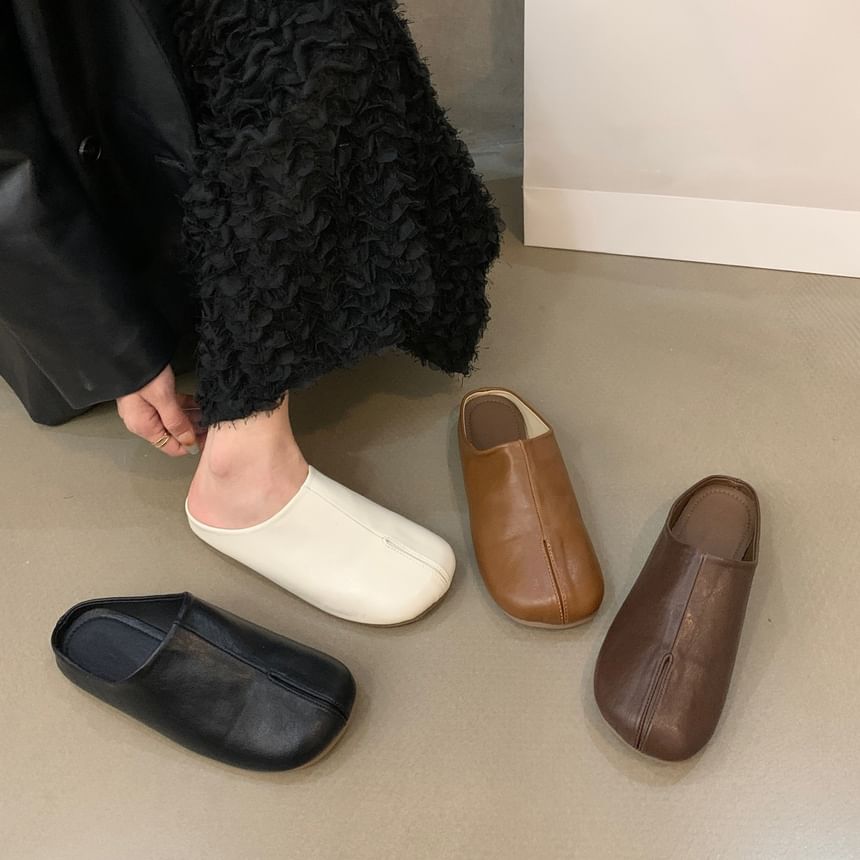 Faux Plain Leather Mules