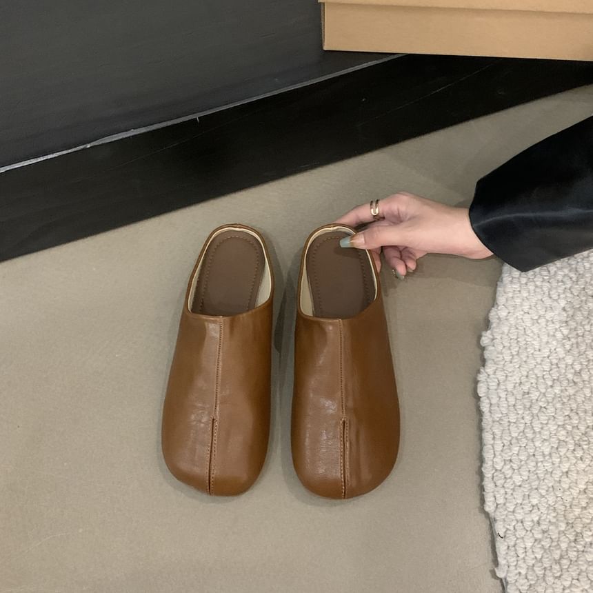 Faux Plain Leather Mules