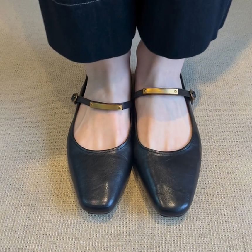 Flats Jane Metal Toe Accent Square Mary