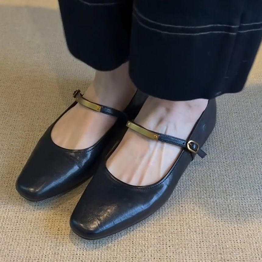 Flats Jane Metal Toe Accent Square Mary