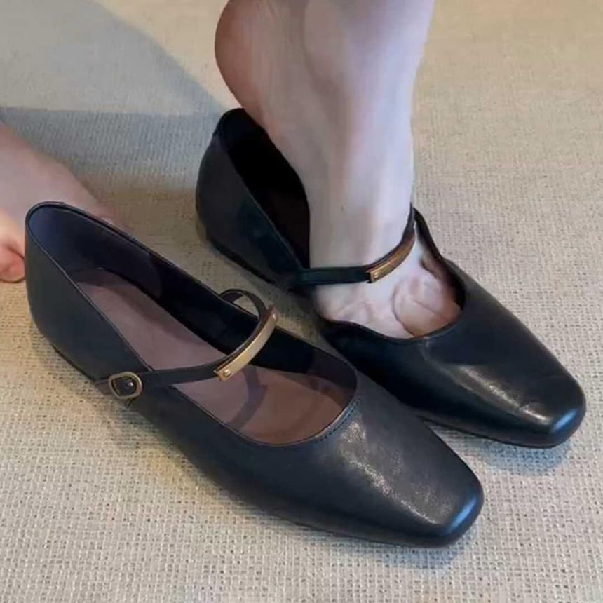 Flats Jane Metal Toe Accent Square Mary