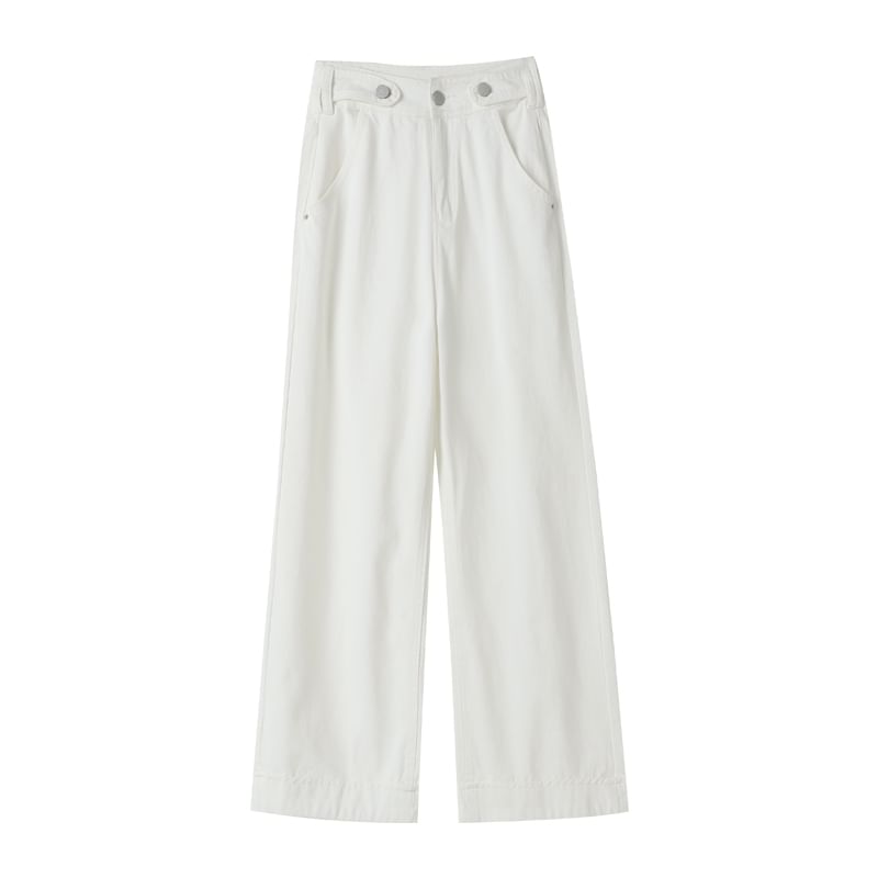 Washed (Various Designs) Jeans High Waist Cropped Wide Leg