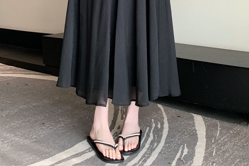 Mesh High Plain Rise A-Line Skirt Midi