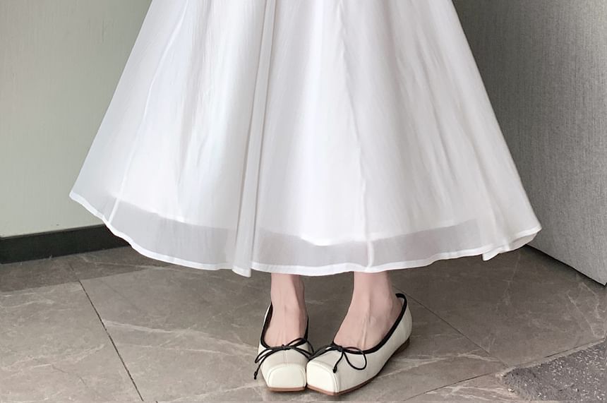 Mesh High Plain Rise A-Line Skirt Midi