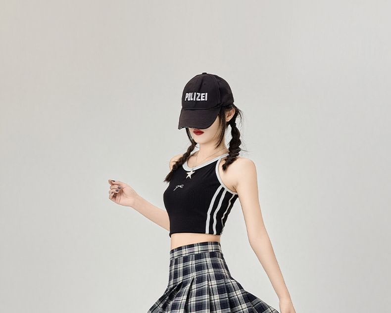 Plaid Rise Mini Skirt High A-Line Pleated