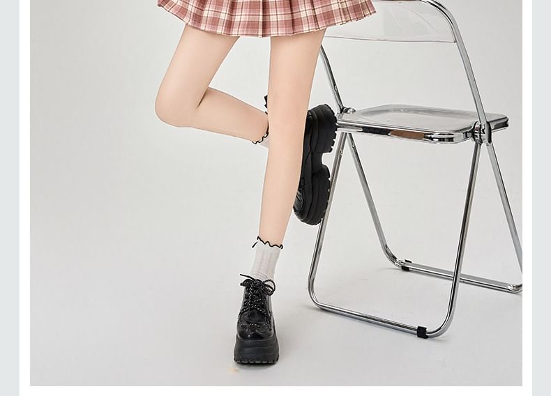 Plaid Rise Mini Skirt High A-Line Pleated