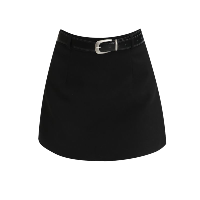 Rise High Mini Skirt Plain A-Line