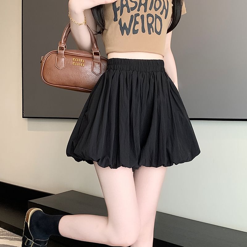 High Mini Paperbag Plain Skort Waist